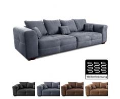 Cavadore Big Sofa Mavericco / XXL Couch im modernen Design / Inklusive Rückenkissen und Zierkissen / 287 x 69 x 108 cm (BxHxT) / Mikrofaser Grau