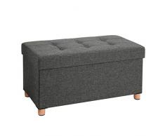 SONGMICS Sitztruhe Sitzhocker Fußhocker mit Stauraum und Deckel mit Holzfüßen, 76 x 38 x 40 cm dunkelgrau LSF16GYZ