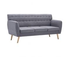 vidaXL Sofa 3-Sitzer Stoff Hellgrau Polstersofa Loungesofa Sitzmöbel Couch