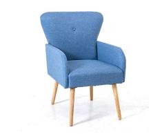 LC-SHBAGS Ohrensessel Sessel Aus Massivem Kapokstoff, Akzentstuhl Mit Gestell Aus Massivem Holz 89X48X43 cm Blue