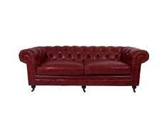 Chesterfield - 3-Sitzer Sofa - Leder Royal Rouge (dunkelrot) Echtleder Sofa Couch