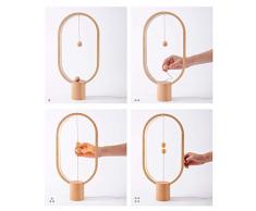 XDLUK Intelligent Balance Lampe Magnetische Tischlampe Dekoration Nachtlicht USB-Betriebene LED Tischleuchte für Schlafzimmer Wohnzimmer Esszimmer Büro (Holz)