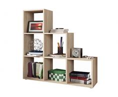Mirjan24 Treppenregal Trio 011, 6 Fächer, Stufenregal, Aktenregal Bücherregal Standregal Aufbewahrung Regal Raumteiler, Dekoregal (Eiche Sonoma)