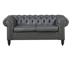 Sofa Chesterfield 2 Sitzer Grau Needlestripe
