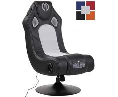 CLP Gaming Soundsessel Taupo Kunstleder I Sessel mit 2.1-System für Gaming und Musik I Drehsessel mit Bluetooth schwarz/weiß