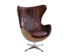 Schalensessel Cobham Montaigne Brown Vintage Leder, Aluminium Echtleder Sessel