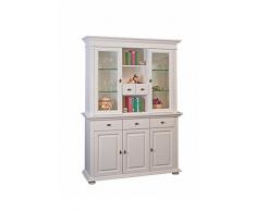 BFK Möbel Collection 29095 Vitrine Leona, Astfichte massiv, 137,5 x 200 x 41 cm, weià lasiert