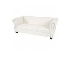 3er Sofa klassisch weiß Vintage Chesterfield Retro Dreisitzer Couch Lounge weiss