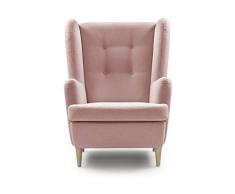 Traumnacht bequemer und moderner Ohrensessel Vincent mit Holzfüßen in rose