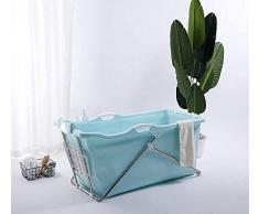 Faltbare Badewanne für Erwachsene 128 cm mit Seifenkorb, Nackenkissen, Hocker. Praktische und tragbare,Blue