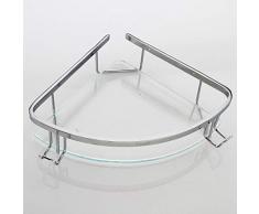 ZXQZ Badezimmerregal Badezimmerregale, Glas-Eckregal, Verchromter Wand-Duschständer, mit Handtuchhalter Badezimmer Glasregal