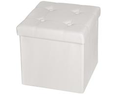 TecTake 38x38x38 cm Faltbarer Sitzhocker Sitzwürfel mit Stauraum Kunstleder - Diverse Farben - (Weiß (Nr. 401473))
