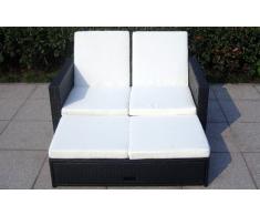 Baidani Gartenmöbel-Sets 10c00008.00001 Designer Rattan Doppelliege Harmony, Sofa, Fußbank mit integrierter Kissenbox und passenden Auflagen, schwarz
