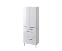 Held Möbel 219.2096 Parma Midischrank , 1 türig / 2 Auszüge / 2 Einlegeböden / 25 x 130 x 27 cm, Hochglanz-weiß