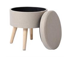 WOLTU Sitzhocker mit Stauraum Fußhocker Aufbewahrungsbox, Deckel Abnehmbar, Gepolsterte Sitzfläche aus Leinen, Massivholz, Cremeweiß, SH08cm-1