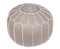 Runder Pouf Sitzpouf aus Baumwolle Chems Grau ø 45cm Rund Ohne Füllung | Sitzkissen Bodenkissen Kissen Orientalisch | Sitzpuff Hocker Sitzhocker Fusshocker bestickt als Orientalische Dekoration