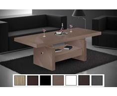 HU Design Couchtisch Aversa H-111 Hochglanz Schublade höhenverstellbar ausziehbar (Cappuccino Hochglanz)