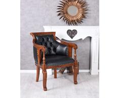 Bibliothek Sessel Chesterfield Stuhl Armlehnstuhl Ledersessel Schwarz mar145 Palazzo Exklusiv