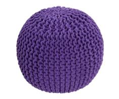 Homescapes Sitzhocker Strickpouf rundes lila Bodenkissen Strick Sitzpuff 35 x 40 cm, Strickhocker mit grob gestricktem Bezug aus 100% Baumwolle, Füllung aus 100% Polystyrol, violett…