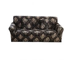 Dünne Sofabezug 4 Sitze 230-300 cm elastischer Polyester Sofabezug 3D Flamingo Barock grünes Blatt Blumenmuster Ich Typ Sofa Kein Armlehnensofa Universeller Sofa-Überwürfe (Barock, 4 Sitze)