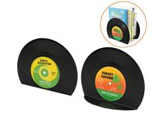 yidenguk Buchstützen, 2 Stück in Schallplattenform, Vintage-Vinyl-Plattenbuch, CD-Buchstütze, kreatives Kunststoff-Geschenk, Mini-Bücherregal für Schlafzimmer, Bibliothek, Büro, Schule, Schreibwaren