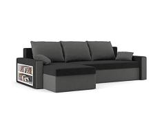 Sofini Ecksofa Drive mit Schlaffunktion! Best Ecksofa! Couch mit Bettkasten und Regalfächer! (Haiti 17+ Haiti 14)