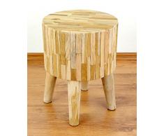 Java Massivholzhocker aus Teakholz | Hocker aus Massivholz | Hocker der Marke Asia Wohnstudio | Massivholzhocker | Sitzhocker (Hocker - Natur - Rund)