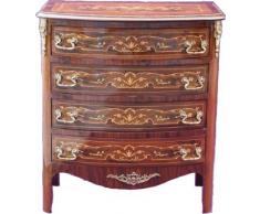 Casa Padrino Barock Kommode mit 4 Schubladen Braun Intarsien H 89 cm, B 80 cm - Modell Mahagoni