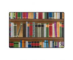 DEZIRO Bibliotheks-Regale mit Alten Büchern Bild Fußmatten für Hauseingangs-Bereich Teppich Fußmatte Fußmatte Teppich Schuh Schaber Anti-Rutsch-waschbar, Polyester, 1, 60 x 39 inch