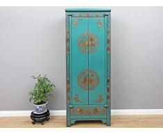 Yajutang Chinesischer Hochzeitsschrank 2 Türen 1 Schublade bemalt