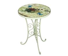 Unbekannt VARILANDO® 2er-Set Deko-Beistelltisch mit floralem Muster und Antik-Finish Metall-Tisch Deko-Tisch Kaffee-Tisch