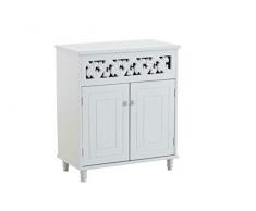 CLP Kommode Poppy im Landhausstil I Sideboard mit 2 Türen und 2 großen Fächern I Mehrzweckschrank mit kunstvollen Verzierungen Weiß