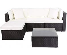 GOJOOASIS Polyrattan Lounge Sitzgruppe Gartenmöbel Garnitur Poly Rattan Couch-Set (200 cm Länge)