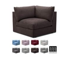 CAVADORE Sofa-Modul Fiona Spitzecke / Ecke für Wohnlandschaft oder XXL-Sessel / 107 x 90 x 107 / Webstoff dunkelbraun