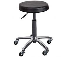 Staboos Profi Arbeitshocker 7261 aus Alu, runder Gel Sitz mit Rollen für professionellen Einsatz bis 150 kg, höhenverstellbar (50 cm bis 70 cm) drehbar, schwarz