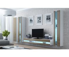 Wohnwand VIGO NEW6, Anbauwand, Wohnzimmer Möbel, Hochglanz !!! Mit LED Beleuchtung !!!