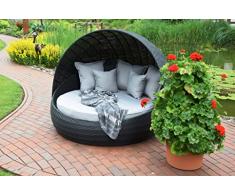 Sonneninsel Polyrattan Rattan WT-6001 Lounge Wellness schwarz festes Dach