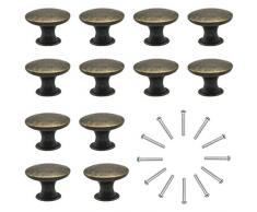 Kommodenknöpfe Schubladenknöpfe Set 12 Stück Moebelknauf Schubladengriffe Vintage Messing Antik φ30mm Knauf für Schrank Schublade Küche