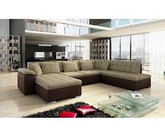 Mirjan24 Eckcouch Ecksofa Niko bis! Design Sofa Couch! mit Schlaffunktion und Bettkasten! U-Sofa Große Farbauswahl! Wohnlandschaft vom Hersteller (Ecksofa Links, Soft 066 + Lawa 02)