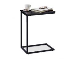 Relaxdays schwarz, Beistelltisch, Metallgestell, robust, Melaminplatte, Dekotisch, u-förmiger Couchtisch 60cm hoch, Black, Standard
