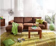 DELIFE Eckcouch Silas Braun Antik Optik 255x147 cm Ottomane Links Designer Ecksofa