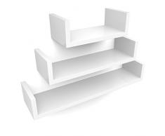SONGMICS Wandregal 3er Set Schweberegale, MDF Holz, Tiefe 15 cm, 60/45/30 cm, weiß U-Form Wandboard LWS66W