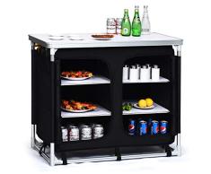 COSTWAY Campingküche Reiseküche Campingschrank Stoffschrank Faltschrank Küchenbox Zeltschrank Alu mit Tragetasche (6 Fächer & 1 Brett)