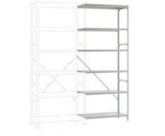 Manuflex Lagerregal Budget, Anbauregal mit 6 Stahlböden, HxBxT = 2500x1000x600 mm