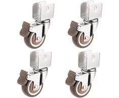 Liabb 4er Pack Universalrad U förmige Rollen Möbelrollen mit Bremsdämpfer Für Wagen Kaffeetisch Tisch Stuhlgestell-22mm