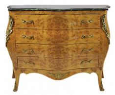 Casa Padrino Barock Kommode Ahornfarben mit grüner Marmorplatte - Ludwig XIV Empire Kommode