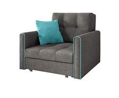 Mirjan24 Sofa Viva Bis I mit Schlaffunktion, Schlafsofa, einsitzer Polstersofa mit Bettkasten, Bettsofa inkl. Kissen, Farbauswahl, Wohnlandschaft (Alova 36 + Alova 29)