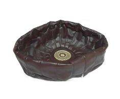 LORIENT Interior Marokkanischer Leder Pouf Medina Ø:70cm ungefüllt | Marokkanischer Hocker Sitzhocker Fusshocker | Marokkanisches Sitzkissen Sitzpouf