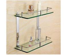 Acamptar Handtuchhalter, Badezimmer, Glas-Eckregal mit Stange, Aluminium, 2 Etagen, Glasregale, Wandmontage, 20-60 cm, Bohrung (Größe: 350 mm), 250mm