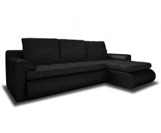 Ecksofa Santi - Polsterecke L-Form, Schlafsofa mit Bettkasten, Couchgarnitur mit Schlaffunktion, Couch, Sofa, Sofagarnitur (Schwarz + Schwarz (Madryt 1100 + Berlin 02), Ecksofa Rechts)